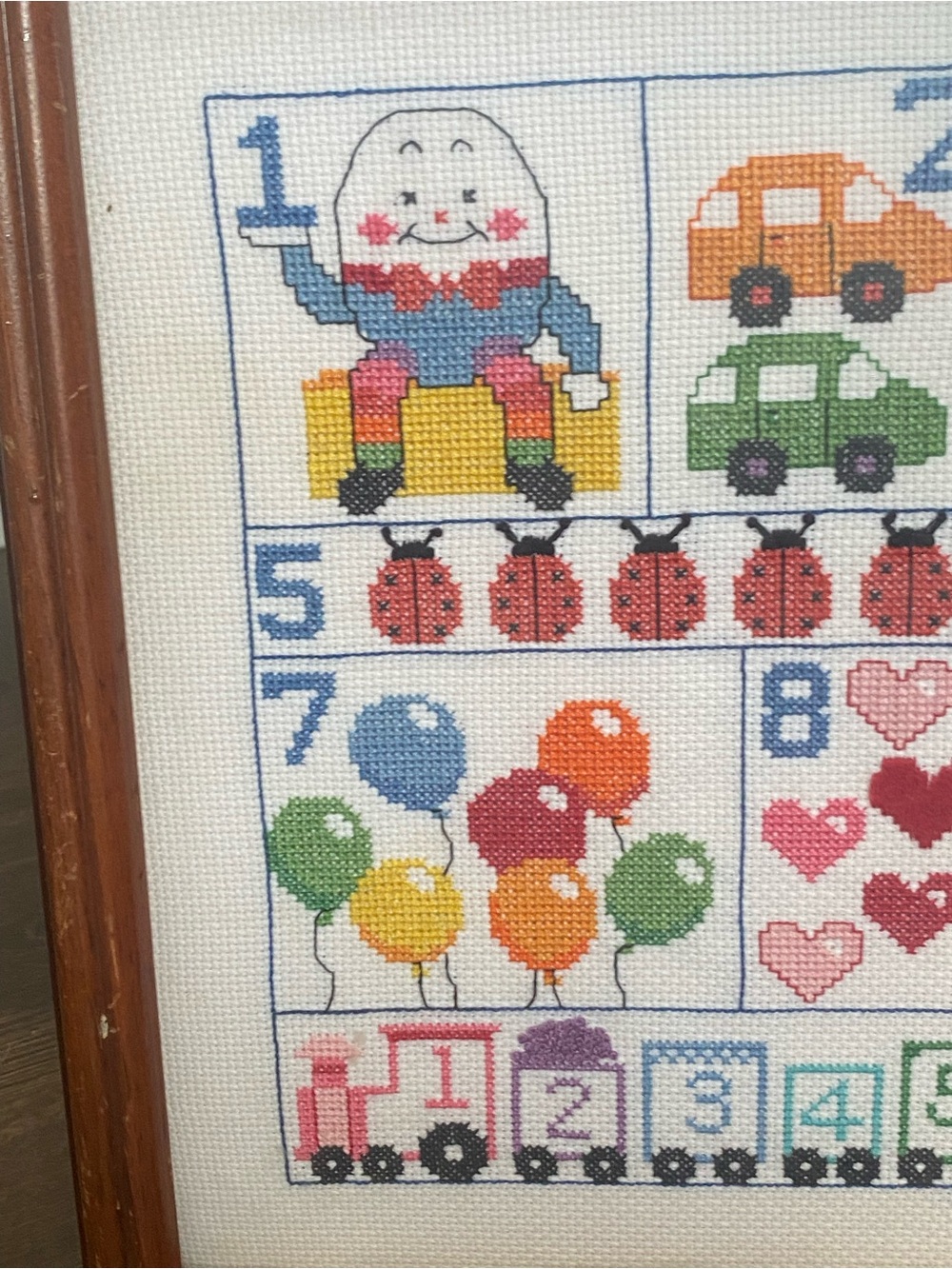 Vintage 1989 Finished Framed Needlepoint Nursery Rhyme Theme Wall Art Nursery - Picture 2 of 6